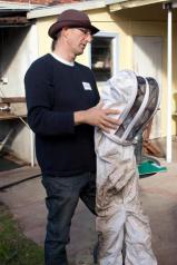 Peter V with bee suit