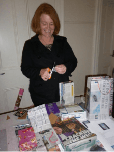 Plastic Free July Launch - Raelene makes gift bags from recycled newspaper