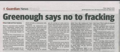 Local article in the Geraldton Guardian