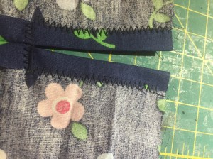 Using a tight zig-zag stitch, sew around the drawstring opening.